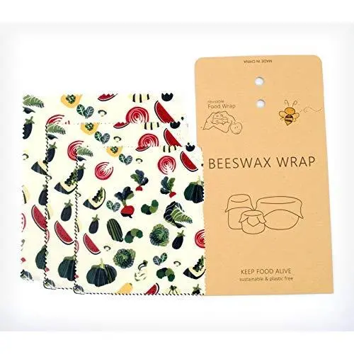 Beeswax Wrap Assorted 3 Pack, Eco Friendly Reusable Food Wraps, Sustainable Plastic Free Food Storage - 1 Sm, 1 Med, 1 Lg