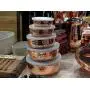 Godinger 5 Piece Hammered Copper Plated Stackable Storage Bowl Set with airtight Lids-Perfect Gift