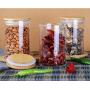 2 Piece Clear Glass Canister Food Storage Jar With Airtight Wood Lids Air Tight Storage Containers for Coffee Bean Loose Leaf Tea Containers Sugar Cookies Dry Fruit Nuts Candy Jars size 350ML/11.7oz