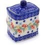 Polish Pottery 4?-inch Jar with Lid (Wreath Of Bealls Theme) + Certificate of Authenticity