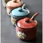123Arts Ceramics Retro Flower Sugar Salt Pepper Storage Jar Seasoning Pot with Lid And Spoon 123Arts Ceramics Retro Flower Sugar Salt Pepper Storage Jar Seasoning Pot with Lid And Spoon