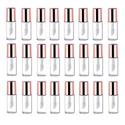 XINGZI 24PCS 1.2ML Mini Empty Lip Gloss Tubes Containers Clear Plastic Lip Balm Bottles with Rubber Inserts and Rose Gold Screw Caps DIY Makeup Lipstick Container Vials for Lip Samples Travel