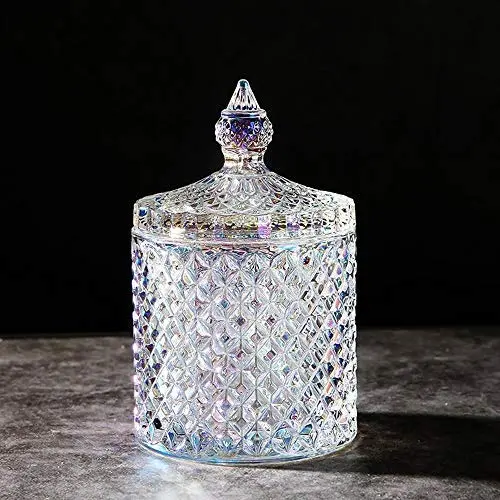 1 Teil Bleiglas Süßigkeitenbehälter mit Deckel, Glasbehälter für Kekse, Schmuckschatulle, Buffetbehälter, Biscuitbehälter (L 600 ml)