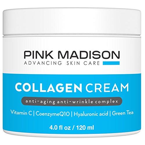 Skin Tightening Collagen Serum Cream with Hyaluronic Acid Anti Aging Face Treatment Fine Lines Wrinkles Men Women 4 Ounce Jar