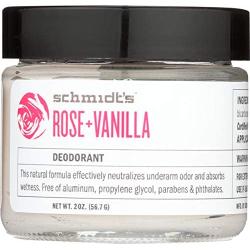 Schmidts Natural Deodorant - Rose and Vanilla, 2 ounces. Jar for Women and Men