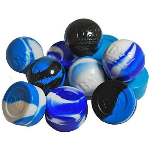 15 Assorted Blue Mix Non-Stick Silicone Container Ball & Jars + 4" Wax Carving Tool Set