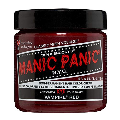 Manic Panic Couleur Permanente pour Cheveux Vampire Red - Haute Tension Classique - Rouge Intense avec Tonalités Boursouflées - Pour Cheveux Clairs et Foncés - Vegan, Sans PPD ni Ammoniac Manic Panic Couleur Permanente pour Cheveux Vampire Red - Haute Tension Classique - Rouge Intense avec Tonalités Boursouflées - Pour Cheveux Clairs et Foncés - Vegan, Sans PPD ni Ammoniac
