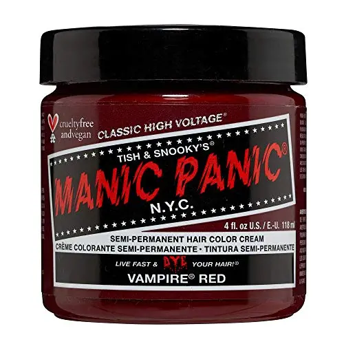 Manic Panic Vampirroter Rotes Haarfarbe – Klassische High Voltage – Halbpermanente Haarfarbe – Tiefer Blutrot-Ton mit Burgunder-Tönen – Für Dunkel- und Hellhaar – Vegan, PPD & Ammoniakfrei