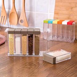 meiyuan 6 in 1 Spice Jar Set Seasoning Condiment Storage Container Kitchen Tool Multicolor