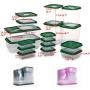 17Pcs/Set Keep Fresh Food Storage Box Refrigerator Food Container Sealed Crisper Grain Dried Storage Jar Kitchen Rose red