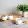 TNKML Ceramic Spice Jar Storage Jar Household Spice Jars Bamboo Tray Spice Jar Sugar Can Salter Kitchenware Spice Container-A