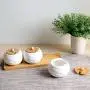 TNKML Ceramic Spice Jar Storage Jar Household Spice Jars Bamboo Tray Spice Jar Sugar Can Salter Kitchenware Spice Container-A