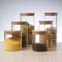 Bouteilles en verre transparentes pour rangement thé café épices bonbons, avec couvercle en bambou, 1800ml 10x25cm Bouteilles en verre transparentes pour rangement thé café épices bonbons, avec couvercle en bambou, 1800ml 10x25cm
