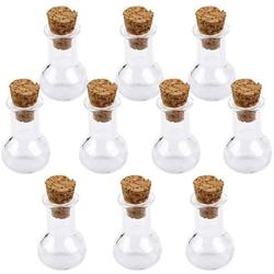 Yalulu 20pcs Mini Bulb Shape Cork Jar Glass Bottles, DIY Decoration Glass Wish Bottles Favors, Message Glass Bottle Vial Cork,Wedding Decoration Party Favors