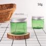 BENECREAT 12 Pack 50G Green Plastic Cosmetic Cream Jars with Aluminum Lids for Makeup Lotion Sample Facial Cream Mask Ointment and Other Skin Care Product