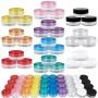 Beauticom 120 Pieces 3G/3ML Empty Clear Container Jar with MultiColor Lids for Makeup Cosmetic Samples, Small Jewelry, Beads, Nail Charms and Accessories