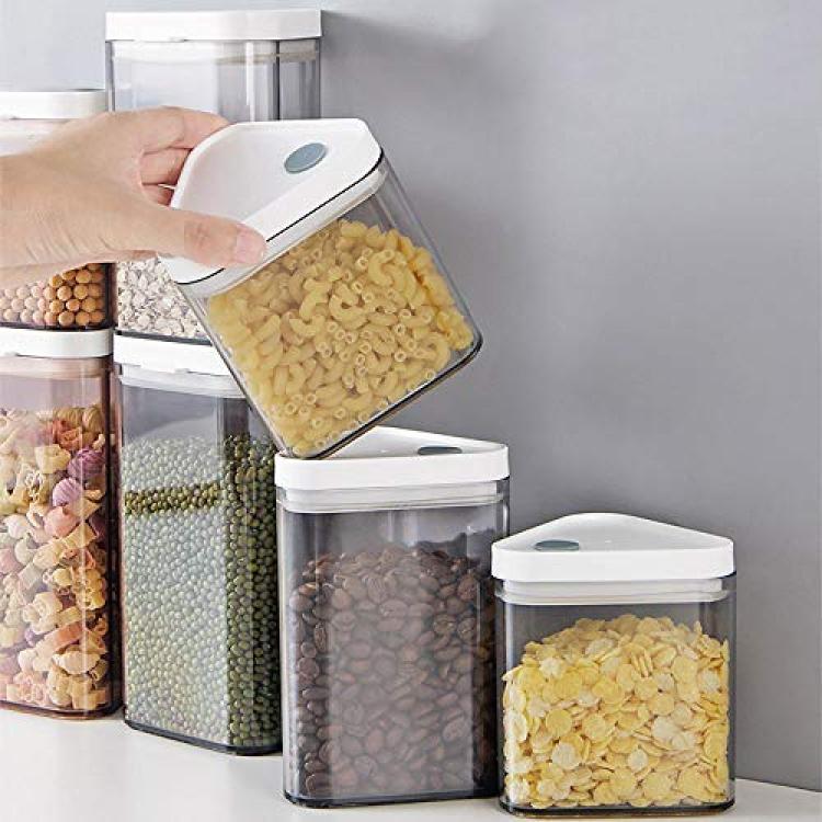 Airtight Food Storage Container,Food Storage Box Multigrain Storage  Tank,Plastic Transparent Stackable Kitchen Sealed Jar