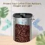 Veken Coffee Canister, Airtight Stainless Steel Kitchen Food Storage Container with Date Tracker and Scoop for Beans, Grounds, Tea, Flour, Cereal, Sugar, 22OZ, Gray
