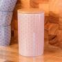 Nicola Spring Porcelain Tea, Coffee and Sugar Canister - Coral/Orange Geometric Pattern