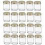 Nakpunar 20 pcs 2 oz Glass Jars with Gold Metal Lid for Creams, Spice, Honey, Jams, Shot Glasses (Gold, 20)