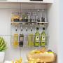 Kitchen Organization Spice Rack Wall Mounted Stainless Steel Shelf Hanging Basket Holder Seasoning Baskets Jars Storage Display For Bathroom