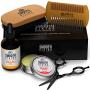 Smooth Viking- Beard Care Gift Set for Men - Natural Beard Brush and Comb, Quality Stainless Steel Trimming Scissors, Moisturizing Beard Oil and Taming Beard Balm
