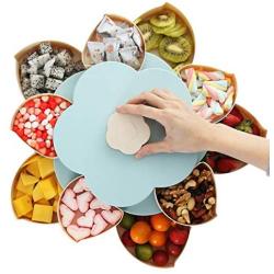 JUSTDOLIFE Snack Serving Tray 10-Section Rotary Double-layer Nut Serving Tray Candy Plate