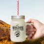 Green Our Theater Frosted Glass Mason Jar With Straw