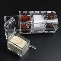 Kitchen Seasoning Jar Creative Household 4 Grid Seasoning Box Acrylic Plexi Glass Salt Pot PS Material Storage Box ZP12181420,PS Material