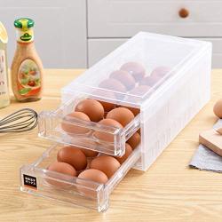 BONJIU 24 Grid Anti-Collision Stackable Drawer Type Egg Storage Box Egg Crisper Kitchen Egg Tray Refrigerator Storage Container Kitchen Storage Home Box