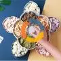 Drehbare Snackbox mit Blumen-Design, Süßigkeiten- und Lebensmittel-Aufbewahrungsbox, Schmuckorganizer, Obstschale, Süßigkeiten-Teller, Compartment-Platte, Hochzeitssüßigkeiten-Teller, Party-Snack-Teller (Mehrfarbig)