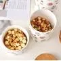 Schicker Keramik-Siegel-Aufbewahrungsbehälter mit Bambuschwammdeckel, niedlicher Kuchen-Muster, großer Fassungsvermögen für Tee, Kaffee, Zucker, Tank/Behälter