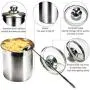 Woaiwo-q Lebensmittelbehälter Set, 4-teilig aus Edelstahl mit klaren Glasdeckeln und Messlöffeln, für die Küchenarbeitsfläche, Kaffee, Tee, Nüsse, Zucker, Mehl
