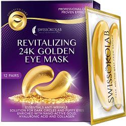 24k Golden Eye Mask Anti-Aging Hyaluronic Acid Eye Patches Under Eye Pads for Moisturizing & Reducing Dark Circles Puffiness Wrinkles