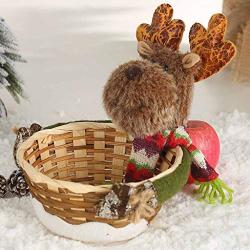 Cliramer Christmas Candy Storage Basket Christmas Party Gift Holder Xmas Storage Basket Fruits Container Basket Box Jar Santa Claus Candy Storage Basket Gift for Home Party Decoration (C)