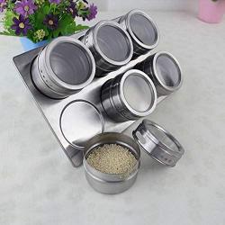 DUDDP Storage Spice lar set Stainless Steel Spice Jars,Salt Shaker Spice Jars Organizer Condiment Container,Magnetic Spice Rack (6 PCS),Kitchen supplies