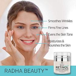 Radha Beauty Retinol Moisturizer Miracle Cream for Face - with Retinol, Hyaluronic Acid, Vitamin E and Green Tea. Best Night and Day Moisturizing Cream 1.7 fl oz.
