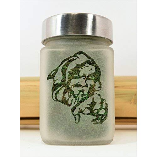 Airtight, Smell Resistant Small Stash Jar with Wizard Design, 3&quotTall x 2&quotWide. Perfect Size for Gifting or Small Herb Storage.