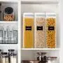 Airtight Food Storage Containers, Vtopmart 3 Pieces BPA Free Plastic Spaghetti Containers with Easy Lock Lids, for Kitchen Pantry Organization and Storage, Include 24 Labels