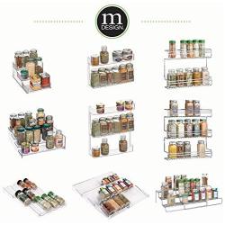 mDesign Adjustable, Expandable Plastic Spice Rack, Drawer Organizer for Kitchen Cabinet Drawers - 3 Slanted Tiers for Garlic, Salt, Pepper Spice Jars, Seasonings, Vitamins, Supplements - Clear