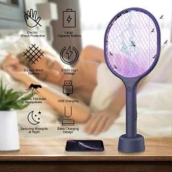 VANELC Bug Zapper, Mosquito Killer, USB Rechargeable Electric Fly Swatter Racket Zap for Home, Outdoor, Pest Insects Control, Safe to Touch with 3-Layer Safety Mesh(1 Pack)