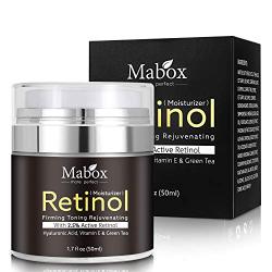 Mabox Retinol Moisturizer Cream for Face and Eye Area 1.7 Fl. Oz with Retinol, Hyaluronic Acid, Vitamin E and Green Tea for Anti Aging.Wrinkles Cream for Face ,Best Night and Day Moisturizing Cream