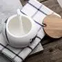 Vintage japanischer Stil Karpfen Keramik Zuckerbehälter Salz Pfeffer Speisemittel Lagerbehälter mit Holhlebe und Löffel für Küche und Haushalt
