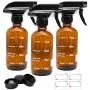 Amber Glass Spray Bottles with Measurements, Flutain 8oz Empty Refillable Fine Mist Spray Bottles for Cleaning Solutions, Essential Oils, 3 Pack Amber Glass Spray Bottles with Measurements, Flutain 8oz Empty Refillable Fine Mist Spray Bottles for Cleaning Solutions, Essential Oils, 3 Pack