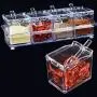 Transparente Gewürzbox 4er Set Küchen Organizer Speicherkästen Gewürzsalz Zucker Flaschen Küchen Kochutensilien