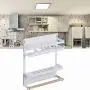 Ideamax Klappbarer Kühlschrank Organizer 3stufige Magnetische Gewürzablage Papierrolle Mehrzweck Küchenregalablage mit Holzhalterung Rostfreier Gewürzglashalter – Mittel & Weiß