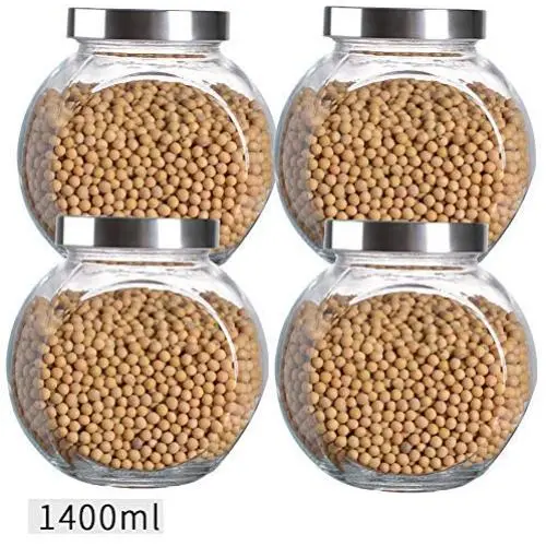 Bocal de Rangement en Verre Maison à Ciel, Avec Bouchon, Pot Transparent pour Herbes/Épices – 1400 ml (x4) Bocal de Rangement en Verre Maison à Ciel, Avec Bouchon, Pot Transparent pour Herbes/Épices – 1400 ml (x4)
