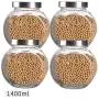 Bocal de Rangement en Verre Maison à Ciel, Avec Bouchon, Pot Transparent pour Herbes/Épices – 1400 ml (x4) Bocal de Rangement en Verre Maison à Ciel, Avec Bouchon, Pot Transparent pour Herbes/Épices – 1400 ml (x4)