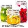 Yl Ly Sealed Cans Glass Bottle With Lid Honey Lemon Jar Household Candy Jar Storage Jar Three-Piece Square 800+1100+1700