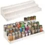 mDesign Plastic Adjustable, Expandable Kitchen Cabinet, Pantry, Shelf Organizer/Spice Rack with 3-Tiered Levels of Storage for Spice Bottles, Jars, Seasonings, Baking Supplies - 2 Pack - Cream/Beige